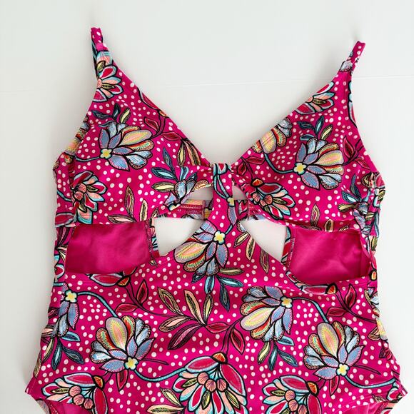 [Tabitha Brown] Target Size XL Pink Floral Print Cut Out One Piece Swimsuit - Picture 5 of 12